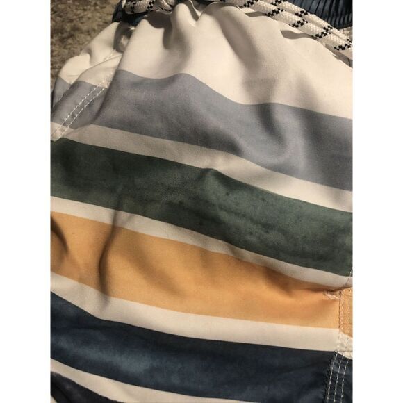 MaaMgic Mens 80s 90s Vintage 4 Way Stretch Swim Trunks Mesh Lining Stripes XS - Picture 4 of 4